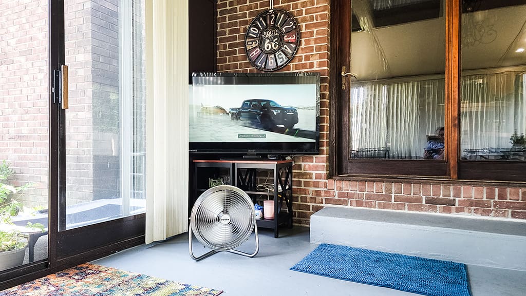 tv in the sunroom