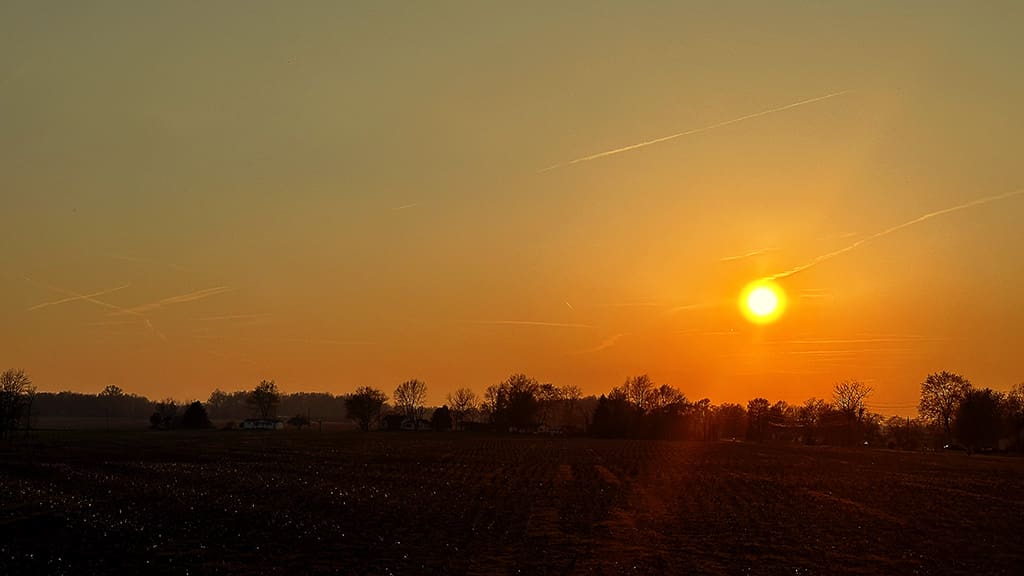 sunset in Indiana in the spring