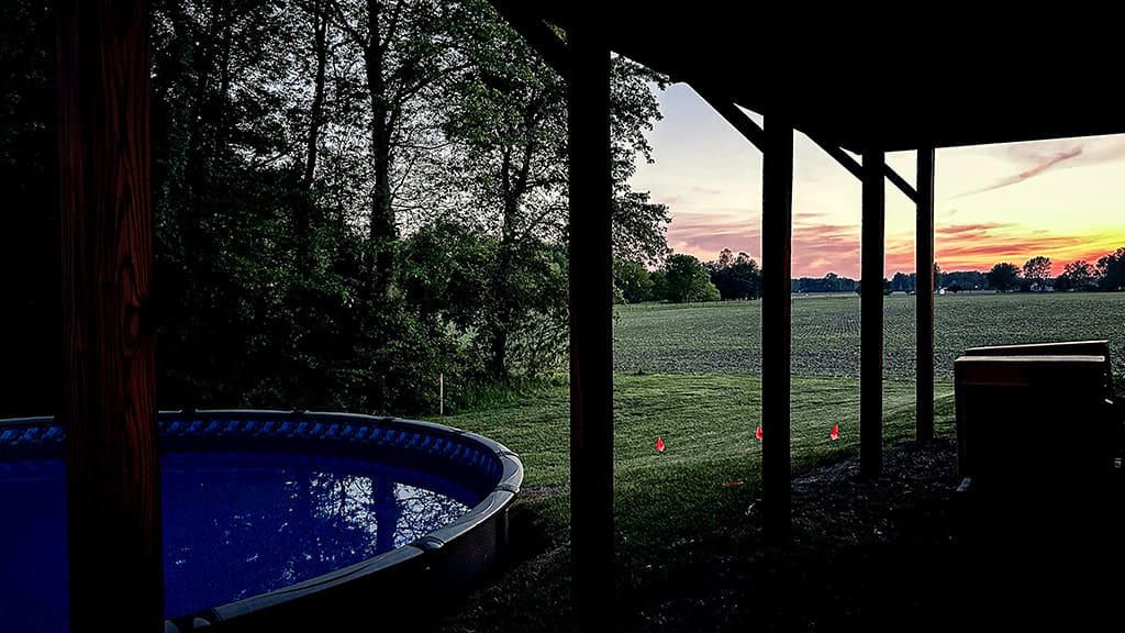 sunset over pool