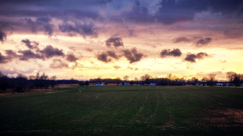 rainy winter sunset in Indiana